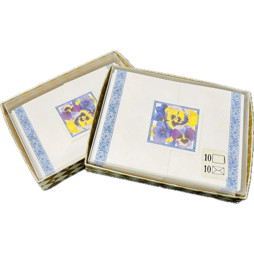 15 Hallmark Blank Nature's Sketchbook Pansies Note Cards & Envelopes Boxes READ